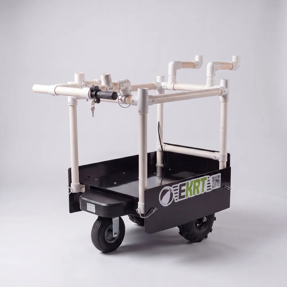 e-KRT electric beach cart with White PVC tubing