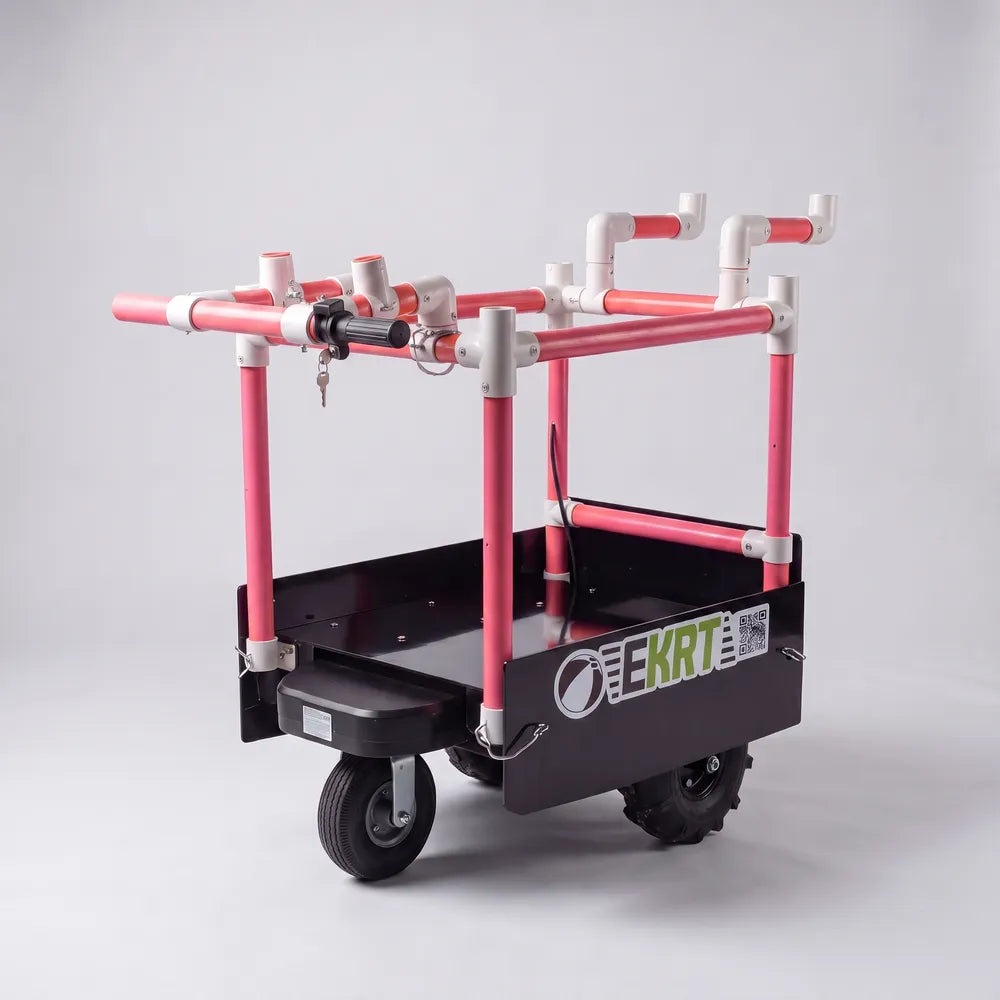 e-KRT electric beach cart with Pink PVC tubing